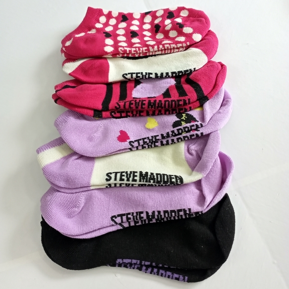Steve Madden No-Show Heart Socks Purple/Pink OS - Picture 4 of 4